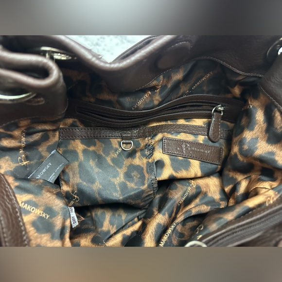 Women’s genuine leather, B MAKOWSKY Brown bag with silver embellishments - Picture 10 of 12